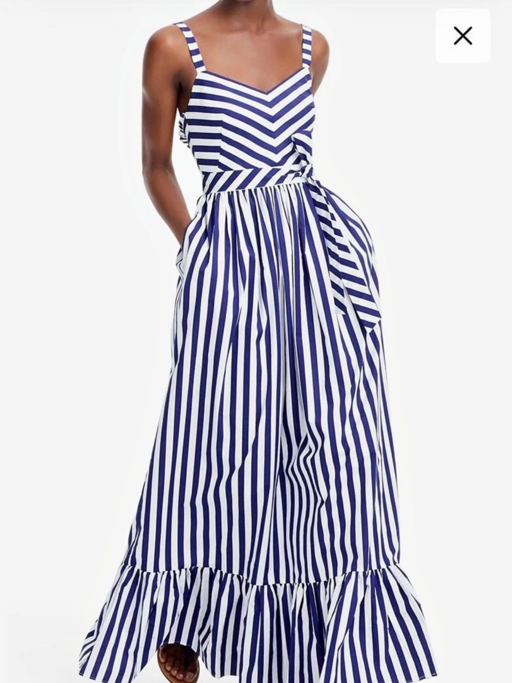J.Crew V-neck maxi dress in stripe Striped Maxi Dress Blue & White Size 16